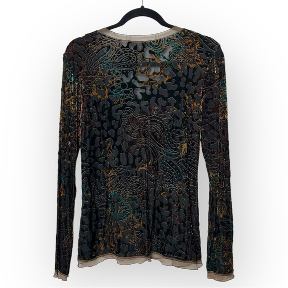 Papillon Blanc Y2K Sheer & Velour Long Sleeve Top XL - Picture 2 of 5